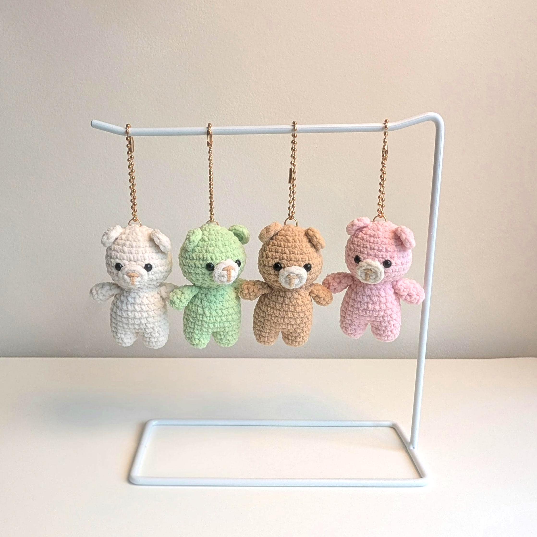 The Baby Glow Bear - Handmade Crochet Teddy Bear Keychain Bag Charm & Lip Balm